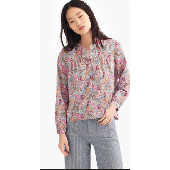 J. Crew x Liberty Fabrics Paisley Popover Top Sz. XS - Picture 1 of 7